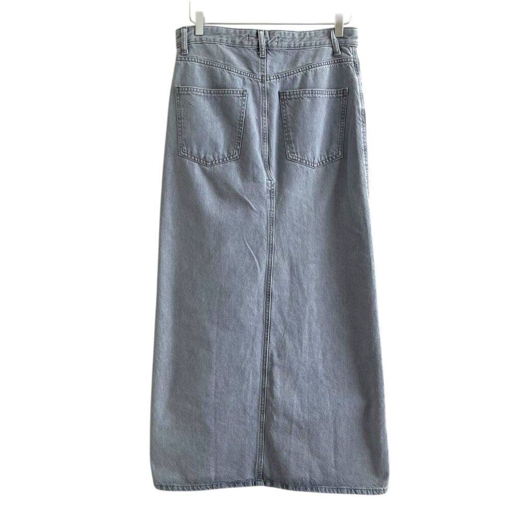 ZARA Denim Maxi Skirt S Light Wash Front Slit Boho Hippie Festival Ranch Modest - Picture 3 of 7